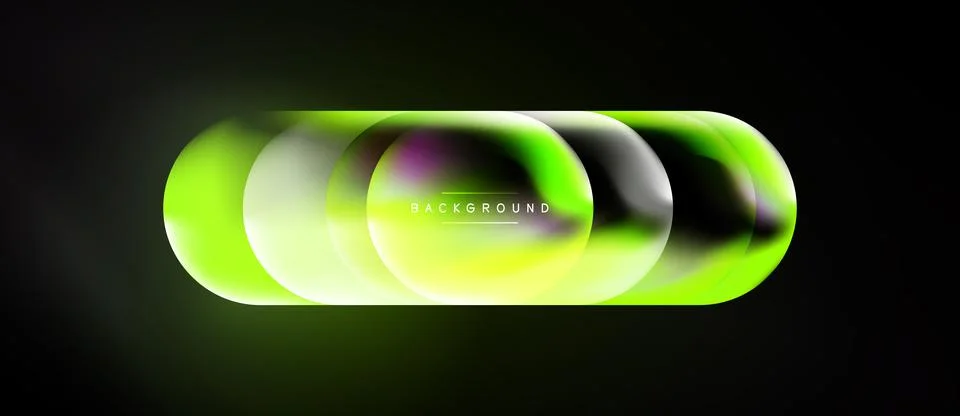 Abstract vibrant layers create glowing oval shapes. Green, yellow hues domina Stock Illustration