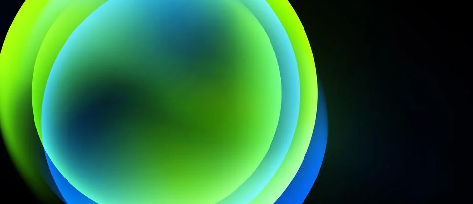 Abstract vibrant layers create luminous oval shape. Gradient colors blend, Иллюстрация