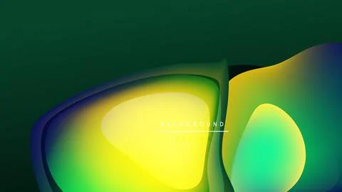Abstract vibrant layers overlap, creating dynamic visual effect. Yellow, green, Stock Illustration