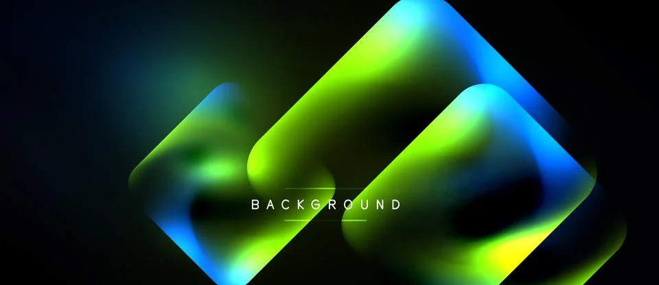 Abstract vibrant layers overlap, creating luminous effect. Dark background Stock Illustration