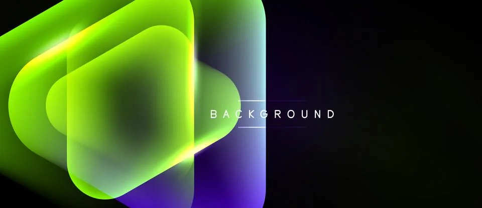 Abstract vibrant layers overlap, creating luminous effect. Dark background Stock Illustration