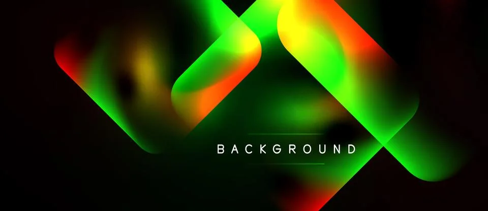 Abstract vibrant layers overlap, creating dynamic colorful flow. Dark backg.. Stockillustratie