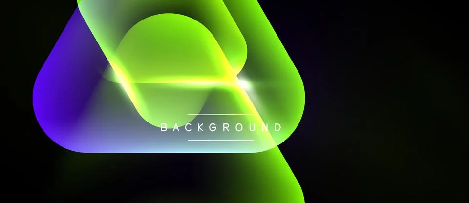 Abstract vibrant layers overlap, creating luminous effect. Dark background Stock Illustration