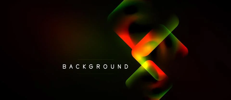 Abstract vibrant layers overlap, creating dynamic visual effect. Dark backg.. Stock Illustration
