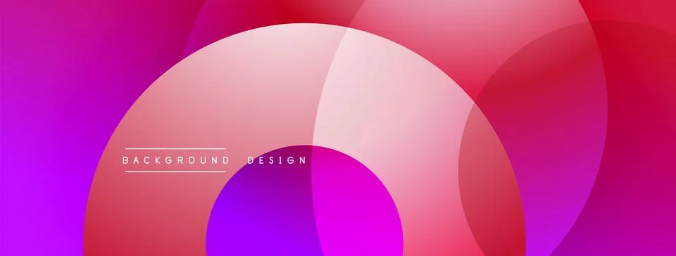 Abstract vibrant layers, overlapping circles. Pink, purple, red hues create Ilustración de archivo