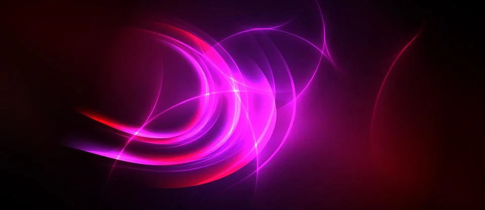 Abstract vibrant light streaks. Dynamic curves radiate from dark background. 스톡 일러스트