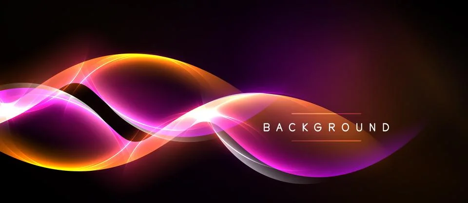 Abstract vibrant light streaks form infinity symbol. Purple, orange hues Stock Illustration