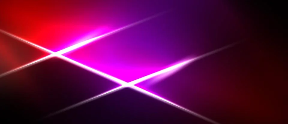Abstract vibrant light streaks intersect. Red, purple hues dominate dark Stock Illustration