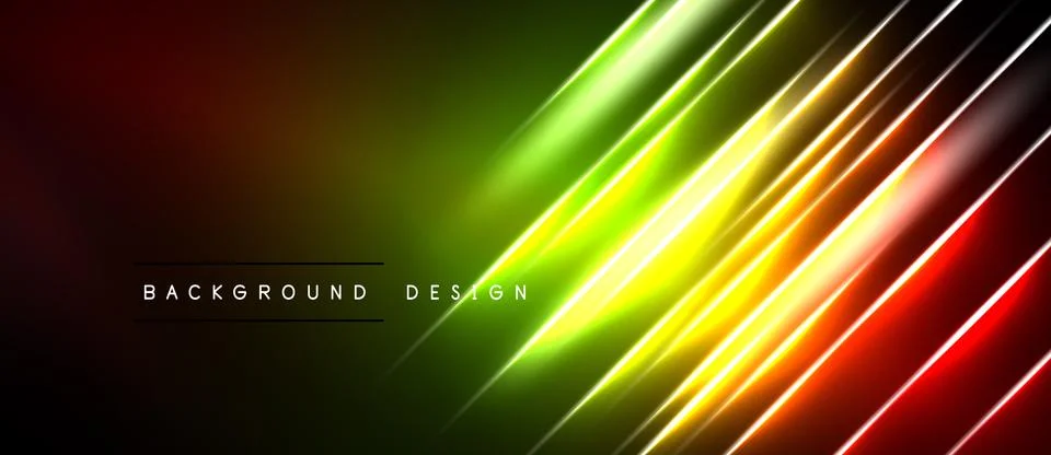 Abstract vibrant lines create dynamic gradient. Dark background emphasizes Stockillustratie