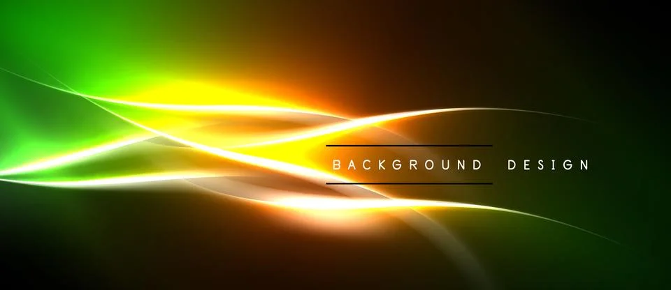 Abstract vibrant lines create dynamic flow. Green, yellow, orange hues domina Stock Illustration