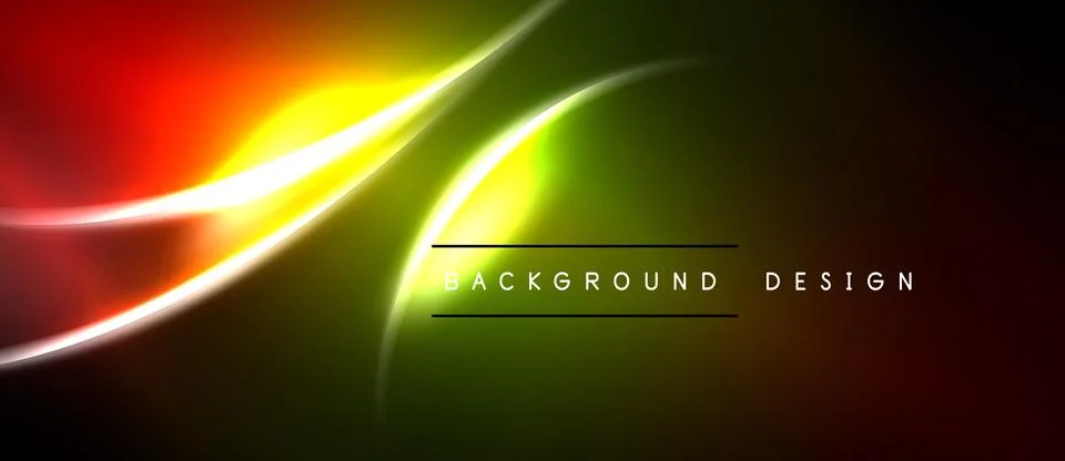 Abstract vibrant lines create dynamic flow. Colors blendred, orange, yellow, Illustrazione stock