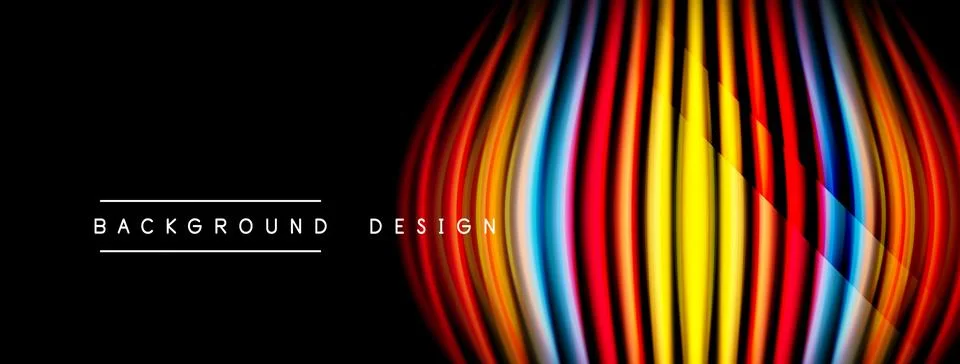 Abstract vibrant lines form dynamic shape. Black background emphasizes colorf イラスト素材