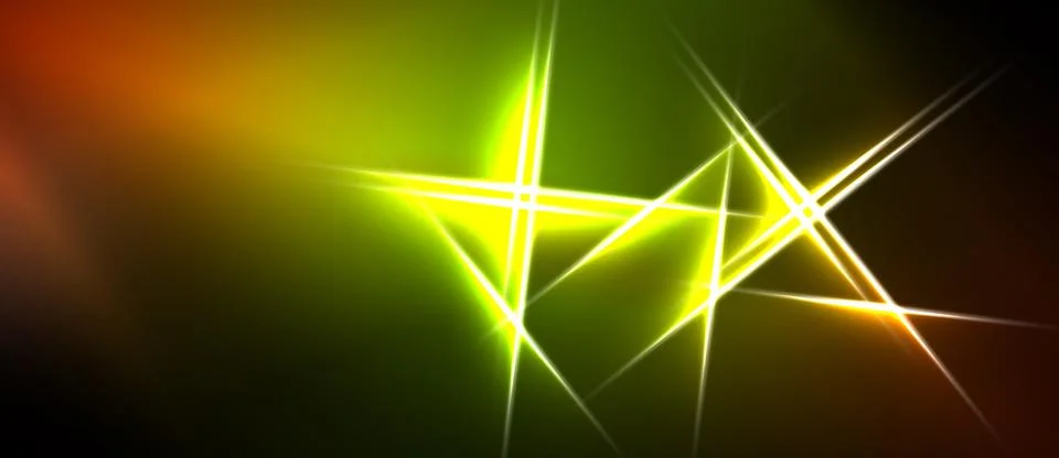 Abstract vibrant lines intersect over gradient background. Bright yellow glow Stockillustratie