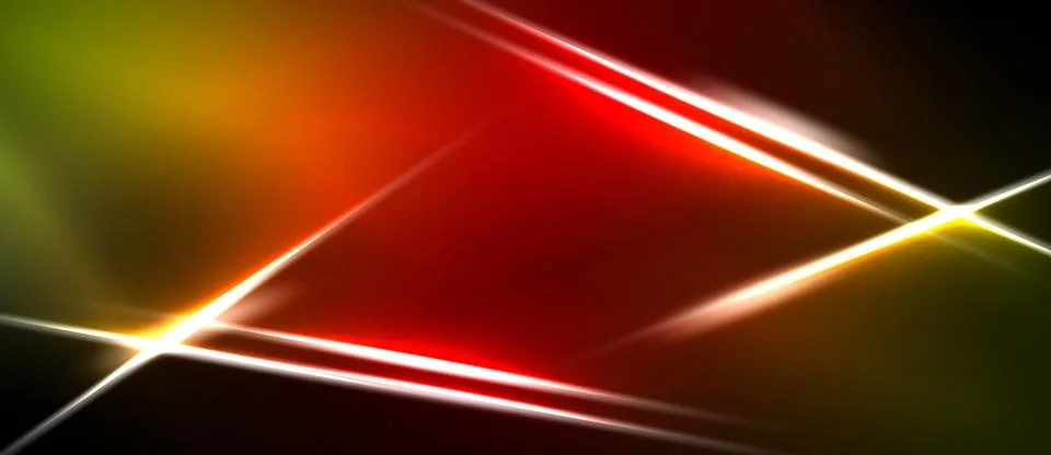 Abstract vibrant lines intersect over red, orange, yellow gradients. Dark Stock Illustration