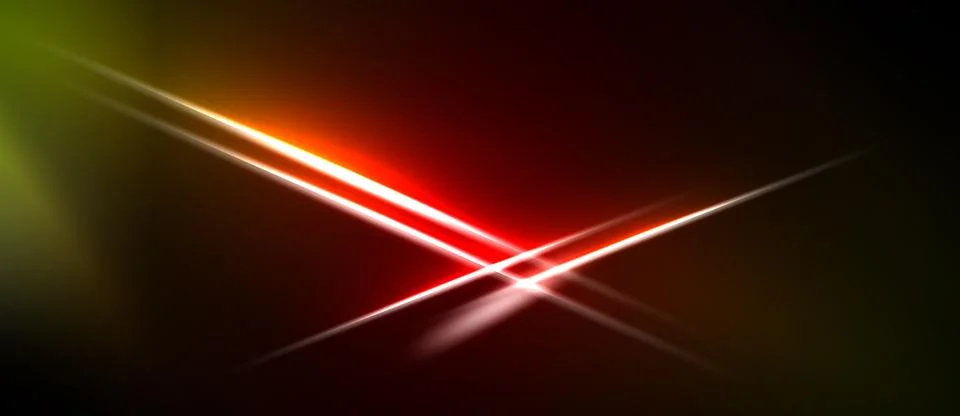 Abstract vibrant lines intersect. Red glow dominates dark background. Brigh.. Stock Illustration