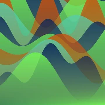Abstract Vibrant Liquid Wave Background with Green and Blue Layered Shapes Stock Illustration