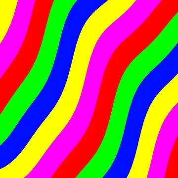 Abstract Vibrant Multi-Color Wavy Diagonal Stripes Background - Bold Colorful Stock Illustration