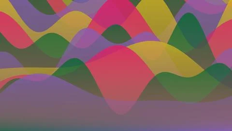 Abstract Vibrant Multi-colored Overlapping Wave Shapes and Transparent Flui.. 스톡 일러스트