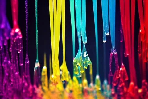 Abstract Vibrant Multi Coloured Handing Dripping Icicles Stock Illustration
