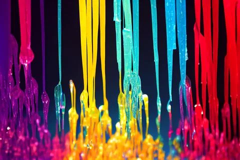 Abstract Vibrant Multi Coloured Handing Dripping Icicles Stock Illustration