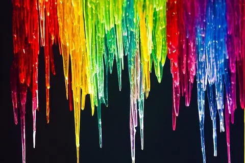 Abstract Vibrant Multi Coloured Handing Dripping Icicles Stock Illustration