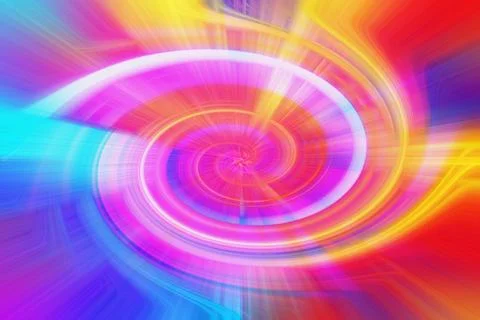 Abstract vibrant multicolor swirling light rays forming a dynamic spiral Stock Illustration