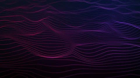 Abstract vibrant neon gradient wave background. Technology big data backgroun Stock Illustration