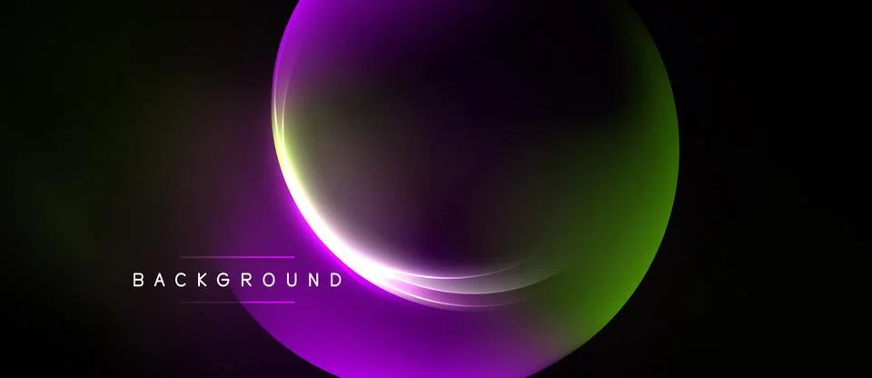 Abstract vibrant oval shape dominates dark background. Gradient colors blend, Stock Illustration