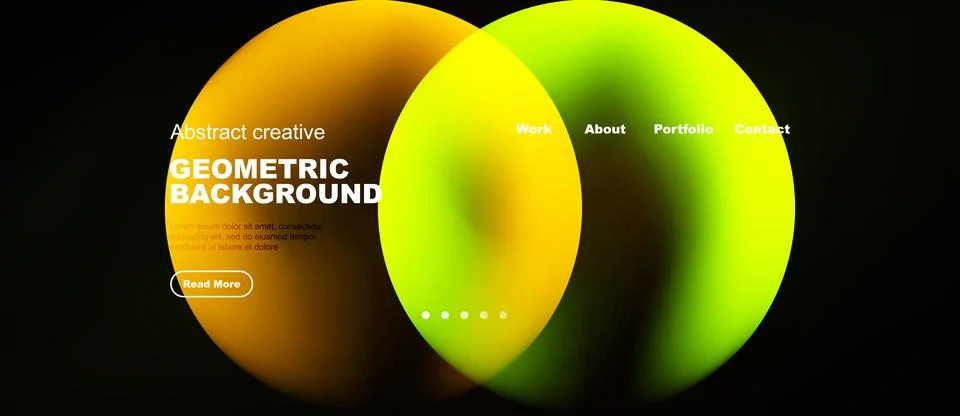 Abstract vibrant overlapping circles. Text elements present, dark background. 스톡 일러스트