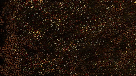 Abstract Vibrant Pattern of Yellow Circles Dots on Dark Background Stock Footage 304611972