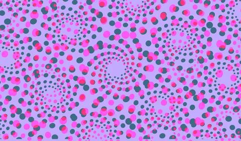 Abstract Vibrant Polka Dot Spiral Pattern With Colorful Circles  Optical Il.. Stock Illustration