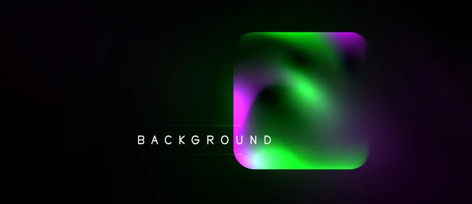 Abstract vibrant shape dominates dark background. Gradient colors blend, Illustrazione stock