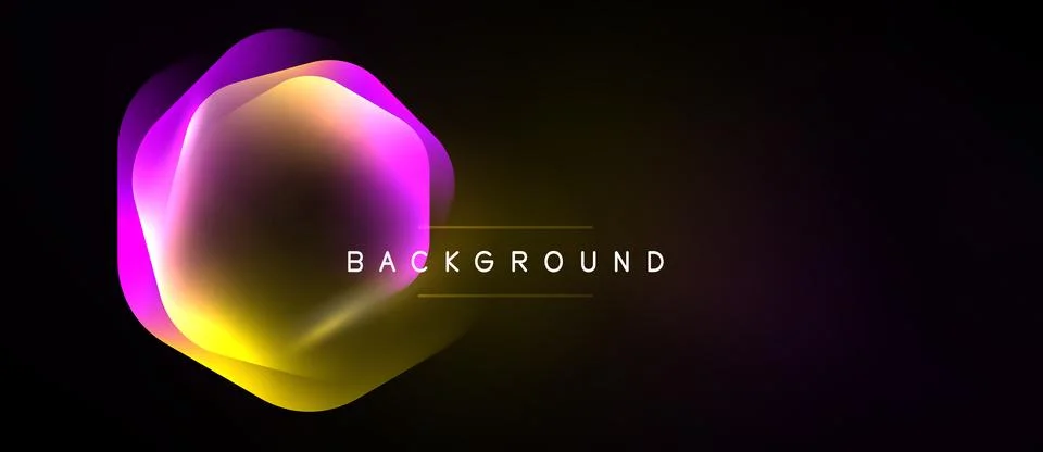 Abstract vibrant shape dominates dark background. Gradient colors blend, Stockillustratie