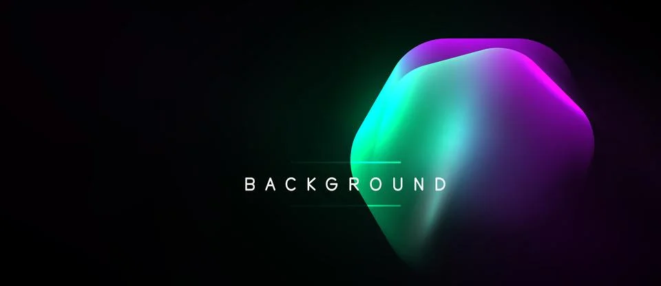Abstract vibrant shape over black background. Gradient colors blend, creating Stock Illustration