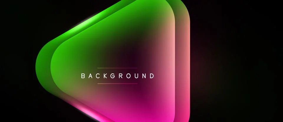 Abstract vibrant shape over black background. Gradient colors blend from gree Stock Illustration