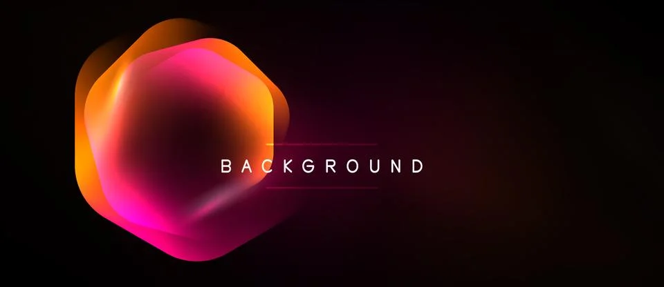 Abstract vibrant shape over dark background. Gradient colors blend, creating Illustrazione stock