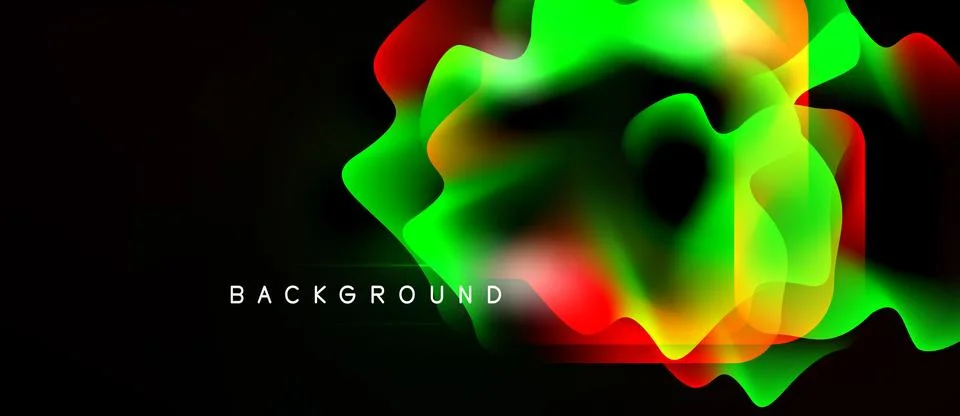 Abstract vibrant shapes blend, creating dynamic colorful background. Text rea 库存插图