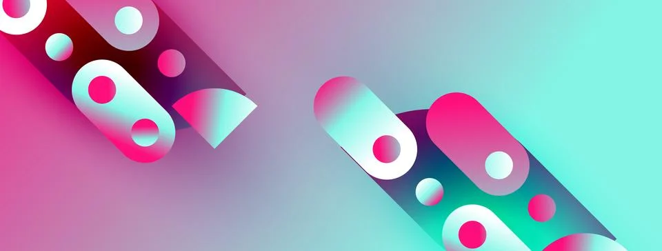 Abstract vibrant shapes overlap, creating dynamic colorful composition. Gra.. Stock Illustration
