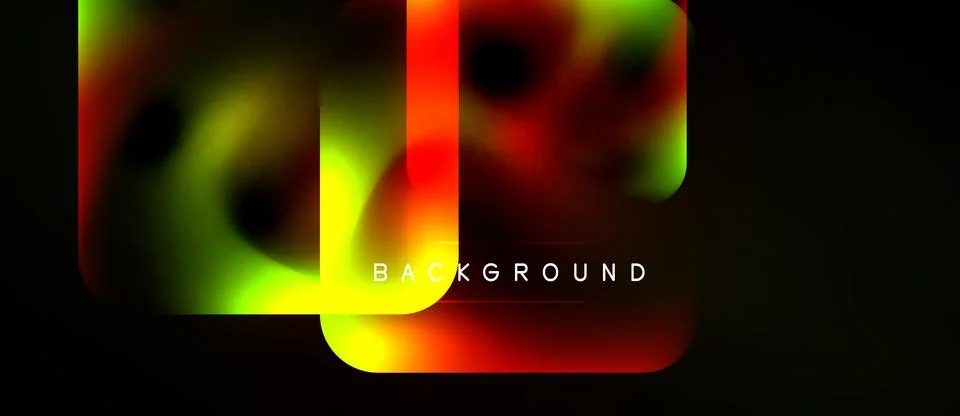 Abstract vibrant shapes overlap, creating dynamic colorful background. Text Stock Illustration