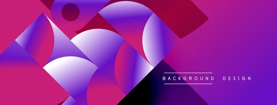 Abstract vibrant shapes overlap, creating dynamic gradient effect. Pink, purp Ilustración de archivo