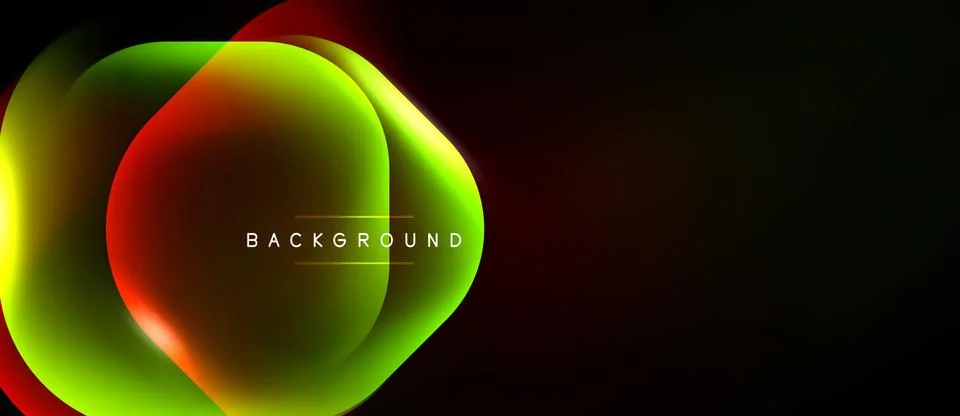 Abstract vibrant shapes overlap, creating glowing effect. Dark background 스톡 일러스트