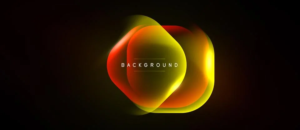 Abstract vibrant shapes overlap, creating luminous effect. Dark background Stock Illustration