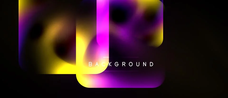 Abstract vibrant shapes overlap, creating colorful gradients. Dark background Illustrazione stock