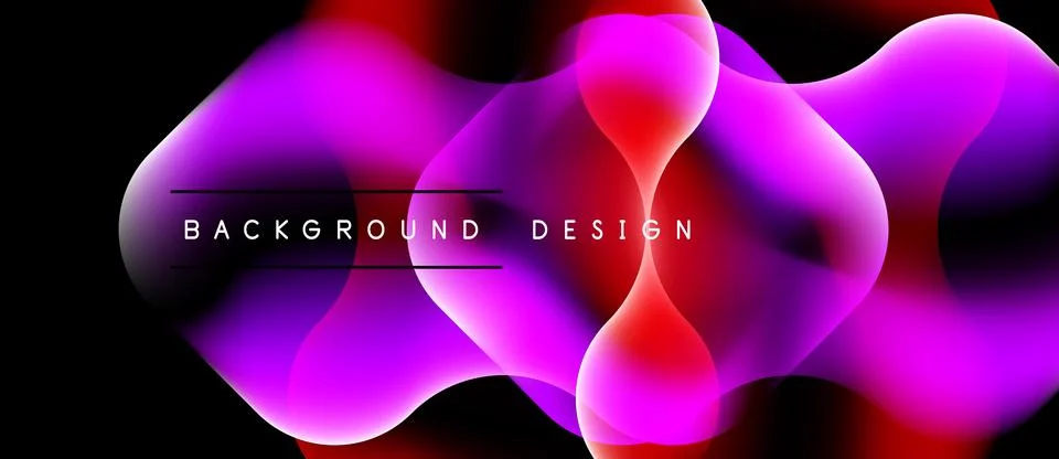 Abstract vibrant shapes overlap, creating dynamic colorful background. Text Stock Illustration