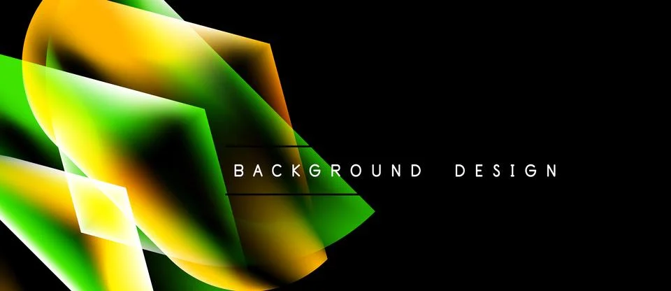 Abstract vibrant shapes overlap, creating dynamic gradient effect. Black Stock Illustration