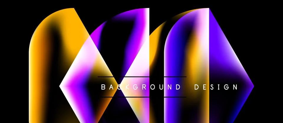 Abstract vibrant shapes overlap, creating dynamic colorful background. Text Stock Illustration