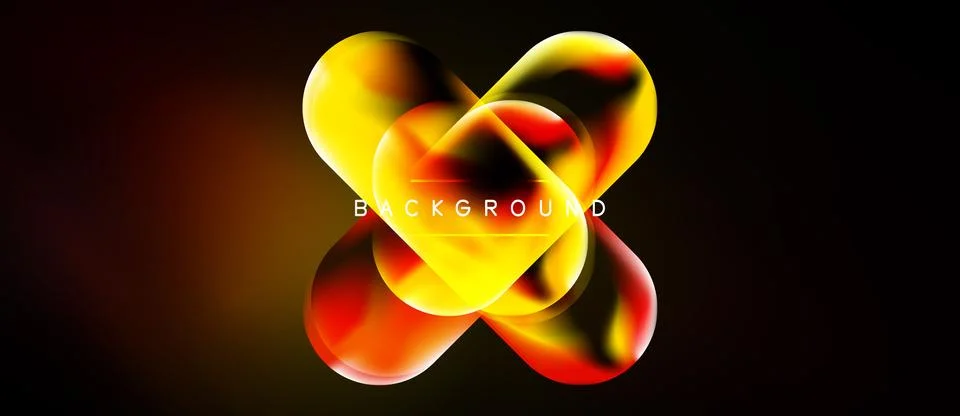 Abstract vibrant shapes overlap, creating dynamic visual effect. Warm colors Stock Illustration