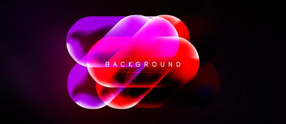 Abstract vibrant shapes overlap, creating dynamic colorful background. Neon.. Stock Illustration
