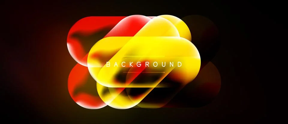 Abstract vibrant shapes overlap, creating dynamic colorful background. Yellow イラスト素材