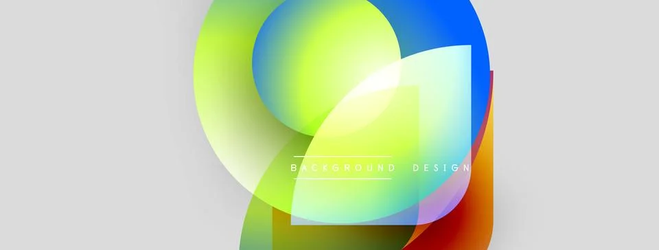 Abstract vibrant shapes overlap. Gradient colors blend, creating modern design. 库存插图